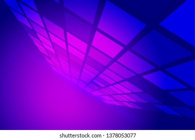 Abstract science fiction or future technology background - computer-generated 3d illustration. Digital art: blue glass room or portal with a diagonal slope. For banners, posters, web design.