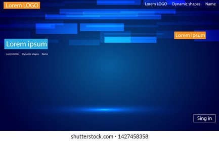 Abstract science fiction or future technology background - computer-generated 3d illustration. Digital art: blue glass room or portal with a diagonal slope. For banners, posters, web design.