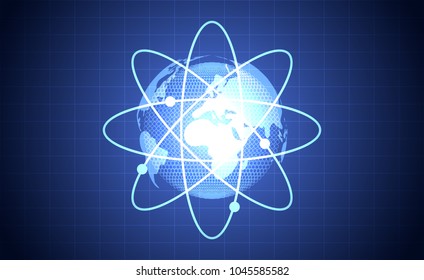 abstract Science global connection particle technology futuristic concept world Global network map on hi tech future design on white background.Vector Illustration.