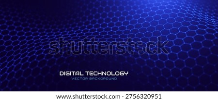 Abstract Science Grid of Blue Hexagons For Molecular Research Backgrounds. Vibrant Pattern for Academic and Data Visualization. Vector Illustration.
