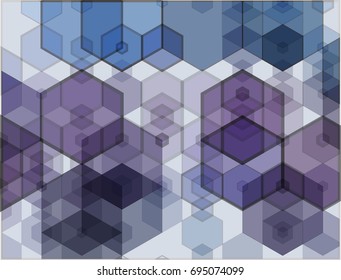 Abstract science. Hexagonal geometric design. Purple Geometric Shapes