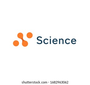 Abstract Science Icon, Orange Circles, Dotted Logo Template. Minimal Emblem Concept For Laboratory, Research And Diagnostic Center. Vector Logo.