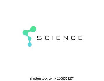 Abstract science logo, connected dots shape, logotype template for chemistry, medicine, bio laboratory. Technology and research innovation vector isolated symbol