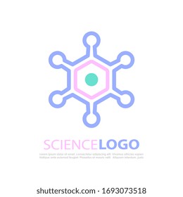 Diseño del logo científico abstracto aislado en fondo blanco