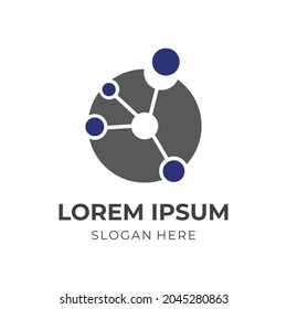 diseño de diseño de logotipo de ciencia abstracta vector con estilo de color azul y plateado plano