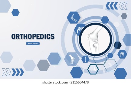 Abstract science medical orthopedics of knee and joint injury. The concept for hospital and research.