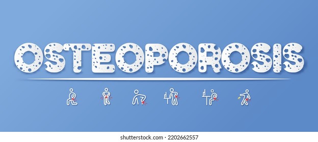 Resumen científico médico de la osteoporosis. El concepto de hospital e investigación en forma de papeleo.