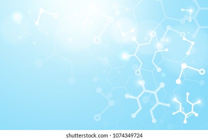Abstract Science Molecule DNA Model Structure with science concept on soft blue background