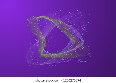 Abstract science purple background. Graphic vector illustration. Colorful network design with particle. - Vector