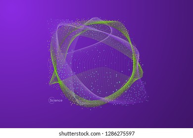 Abstract science purple background. Graphic vector illustration. Colorful network design with particle. - Vector