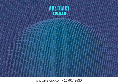 Abstract science or technology background. 3d  sphere consisting of cuboid. Blue geometric texture.  Can be used in cover design, book , website background, banner, poster, advertising