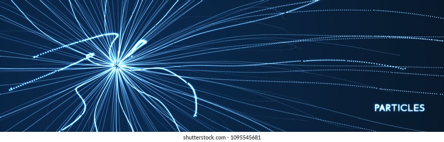 Abstract science or technology background. Array with dynamic particles. Vector illustration.