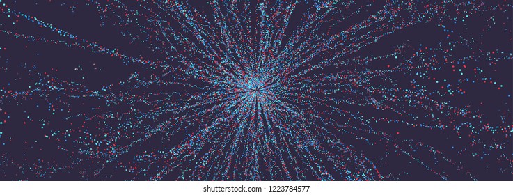 Abstract science or technology background. Array with dynamic particles. Vector illustration.