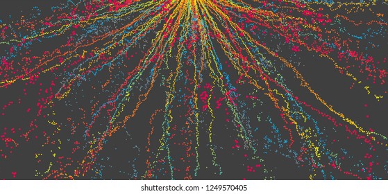 Abstract science or technology background. Array with dynamic particles. Vector illustration.