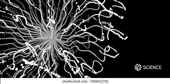 Abstract science or technology background. Array with dynamic particles. Vector illustration.