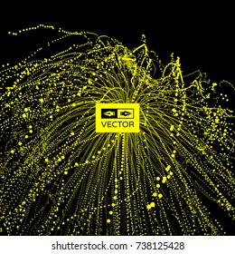 Abstract science or technology background. Array with dynamic particles. Vector illustration.