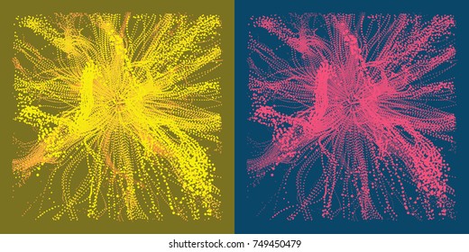 Abstract science or technology background. Array with dynamic particles. Vector illustration.