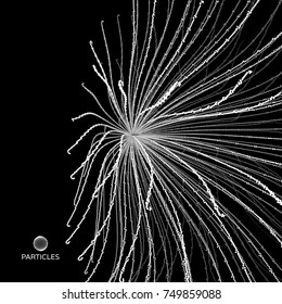 Abstract science or technology background. Array with dynamic particles. Vector illustration.