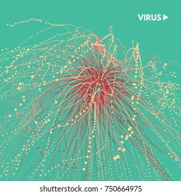 Abstract science or technology background. Array with dynamic particles. Vector illustration.