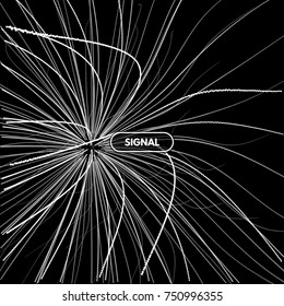 Resumo de ciência ou tecnologia. Matriz com partículas dinâmicas. Ilustração vetorial.
