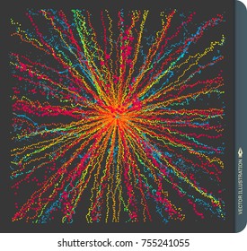 Abstract science or technology background. Array with dynamic particles. Vector illustration.