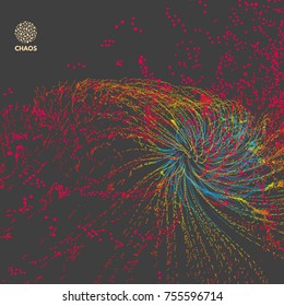 Abstract science or technology background. Array with dynamic particles. Vector illustration.