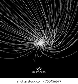 Abstract science or technology background. Array with dynamic particles. Vector illustration.