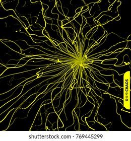 Abstract science or technology background. Array with dynamic particles. Vector illustration.