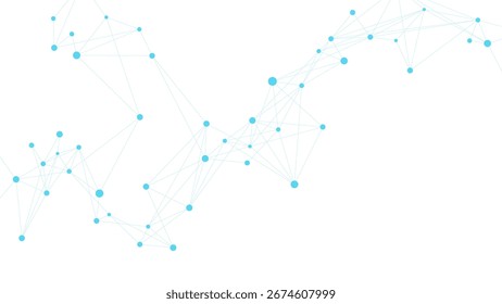 Abstract science and technology background with blue connecting dots and lines. Futuristic communication, chemistry, and neurons. Vector illustration