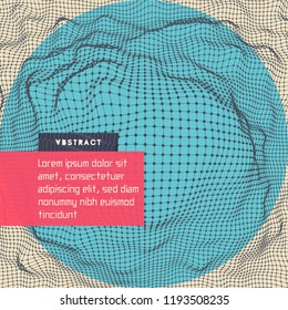 Abstract science or technology background. Cover design template. Network illustration. 3D grid surface.