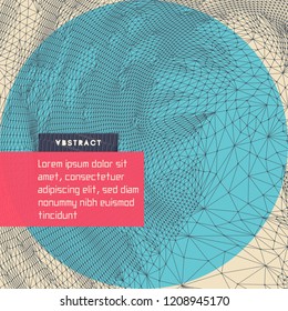 Abstract science or technology background. Cover design template. Network illustration. 3D grid surface.
