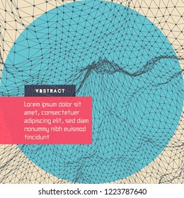 Abstract science or technology background. Cover design template. Network illustration. 3D grid surface.
