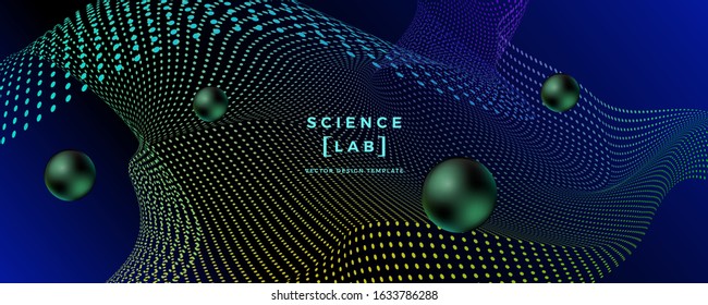 Abstract science or technology background with dynamic grids and particles. Trendy future style design template. Applicable for banners, flyers, covers, presentations, identity, landing pages, website