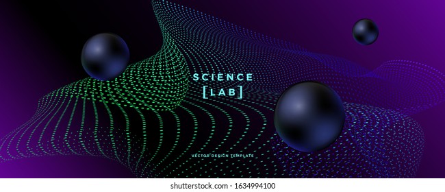 Abstract science or technology background with dynamic grids and particles. Trendy future style design template. Applicable for banners, flyers, covers, presentations, identity, landing pages, website