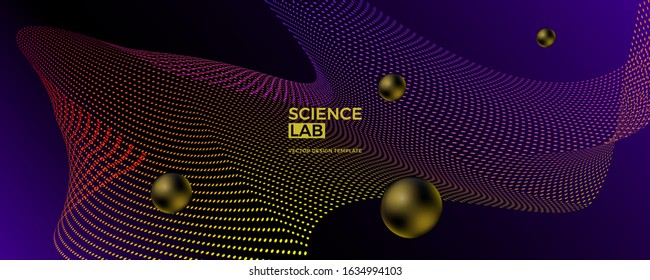 Abstract science or technology background with dynamic grids and particles. Trendy future style design template. Applicable for banners, flyers, covers, presentations, identity, landing pages, website