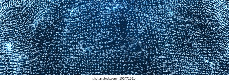 Abstract science or technology background. Graphic design. Network illustration with particle. 3D grid surface. 