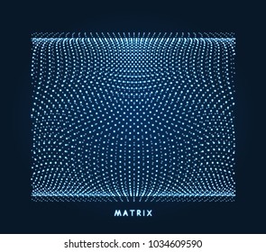Abstract science or technology background. Graphic design. Network illustration with particle. 3D grid surface. Can be used for wallpaper, presentation, banner and cover.