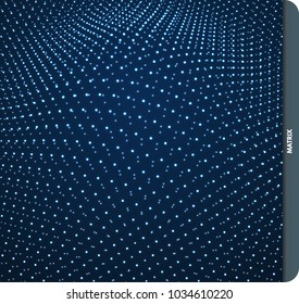 Abstract science or technology background. Graphic design. Network illustration with particle. 3D grid surface. Can be used for wallpaper, presentation, banner and cover.