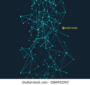Abstract science or technology background. Graphic design. Network illustration with particle. 3D grid surface. Can be used for wallpaper, presentation, banner and cover.