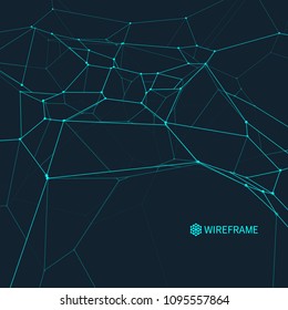Abstract science or technology background. Graphic design. Network illustration with particle. 3D grid surface. Can be used for wallpaper, presentation, banner and cover.