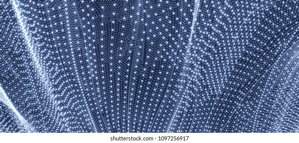 Abstract science or technology background. Graphic design. Network illustration with particle. 3D grid surface. 