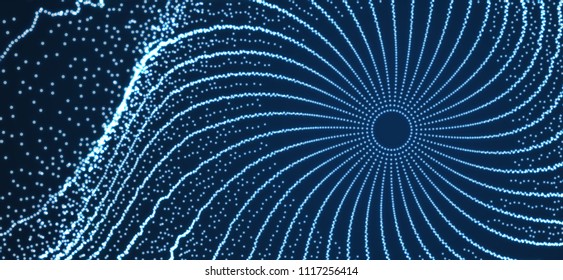 Abstract science or technology background. Graphic design. Network illustration with particle. 3D grid surface. 