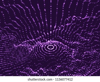 Abstract science or technology background. Graphic design. Network illustration with particle. 3D grid surface. 