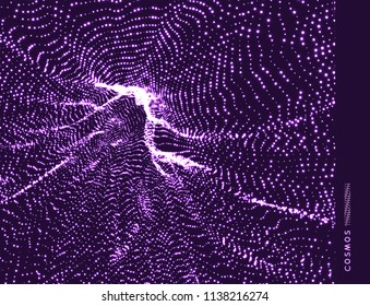 Abstract science or technology background. Graphic design. Network illustration with particle. 3D grid surface. 