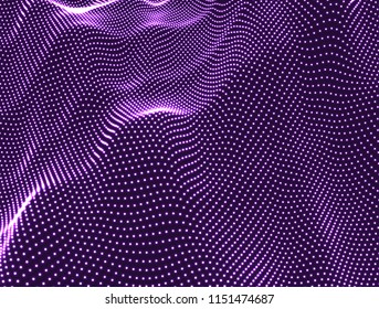 Abstract science or technology background. Graphic design. Network illustration with particle. 3D grid surface. 