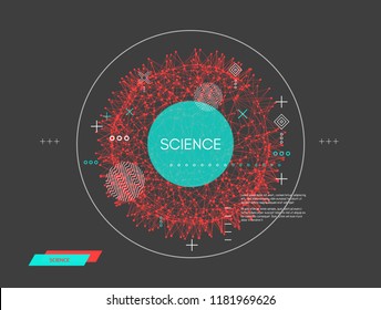 Abstract science or technology background. Graphic design. Network illustration. 3D grid surface.