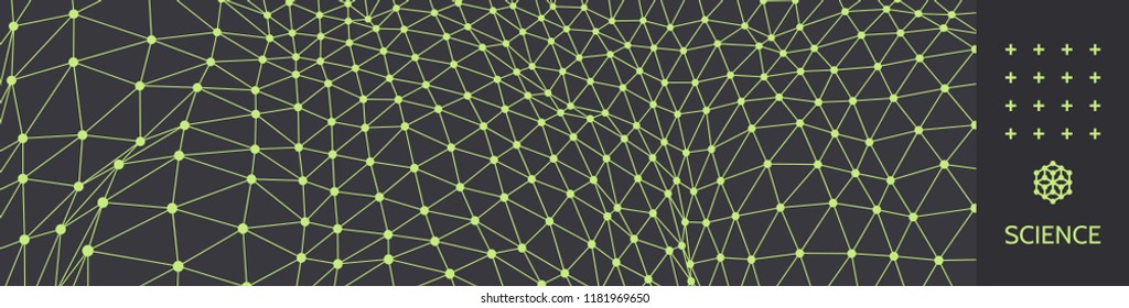 Abstract science or technology background. Graphic design. Network illustration. 3D grid surface.