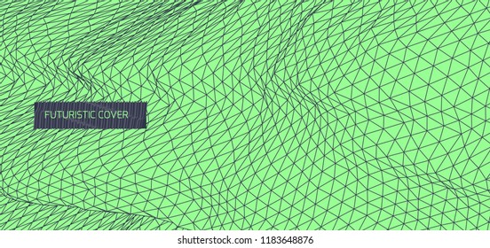 Abstract science or technology background. Graphic design. Network illustration. 3D grid surface.