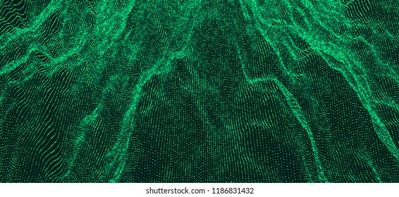 Abstract science or technology background. Graphic design. Network illustration with particle. 3D grid surface. 