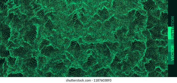 Abstract science or technology background. Graphic design. Network illustration with particle. 3D grid surface. 